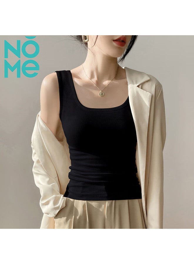 Nomenome Women's Camisole Tank Top, Spring And Summer New Style Ribbed Outer Wear Inner Layer Vest Top, Black , 2XL - Image 5