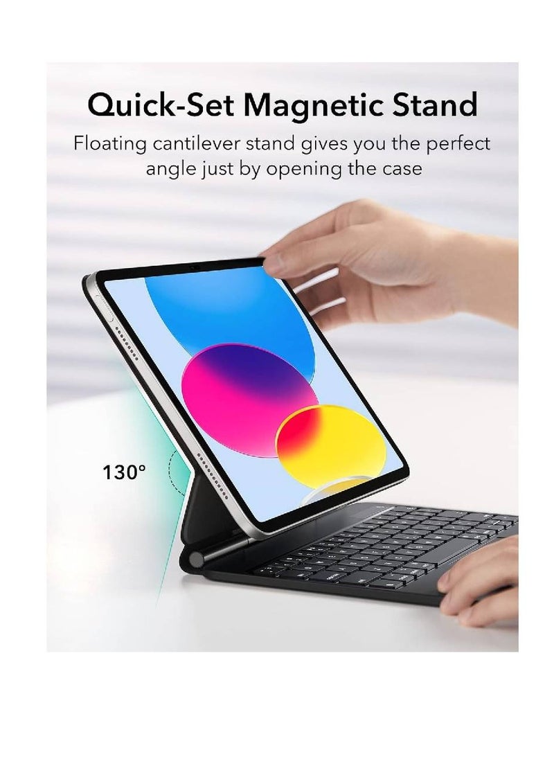 HYX - Magnetic Keyboard Case, iPad Keyboard Case for iPad 10th Generation (2022), Easy-Set Floating Cantilever Stand, Springy Backlit Keys, Precision Multi-Touch Trackpad - Image 1