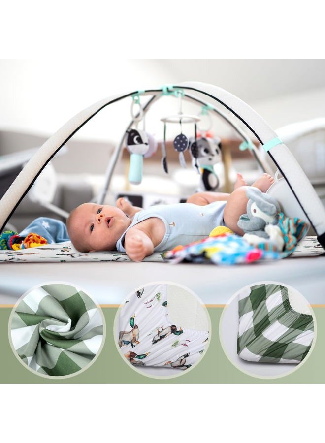 Mindsoft 2 Pcs Mallard Duck Infant Crib Sheets Set 24 in. x 38 in Mini Portable Crib Sheet Newborn Bedding Nursery Baby Sheets for Girl Boys Baby Gifts Breathable Only for Pack and Play - Image 3