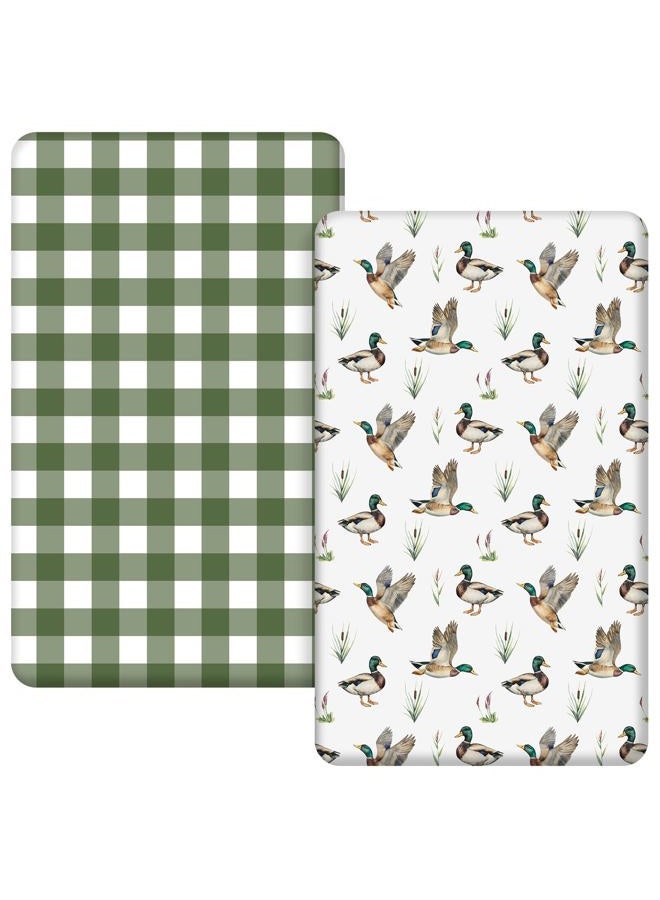 Mindsoft 2 Pcs Mallard Duck Infant Crib Sheets Set 24 in. x 38 in Mini Portable Crib Sheet Newborn Bedding Nursery Baby Sheets for Girl Boys Baby Gifts Breathable Only for Pack and Play - Image 1