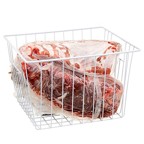 lonpute Freezer Basket Organizer, Refrigerator Metal Wire Storage Divider, Household Container Bins with Handles for Kitchen, Pantry, Cabinet, Closets - Pearl White (6, 11in x 10in x 5.5in) - Image 5