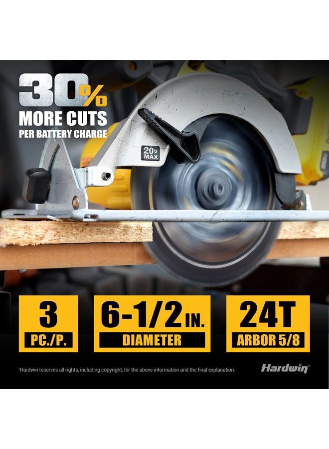 Hardwin 6.5-Inch 24-Teeth Circular Saw Blade for Wood Cutting | Carbide-Tipped, Energy-Saving, Dual Dovetail Tooth Design, Low Friction, Smooth, Longer Battery Working time - Image 2