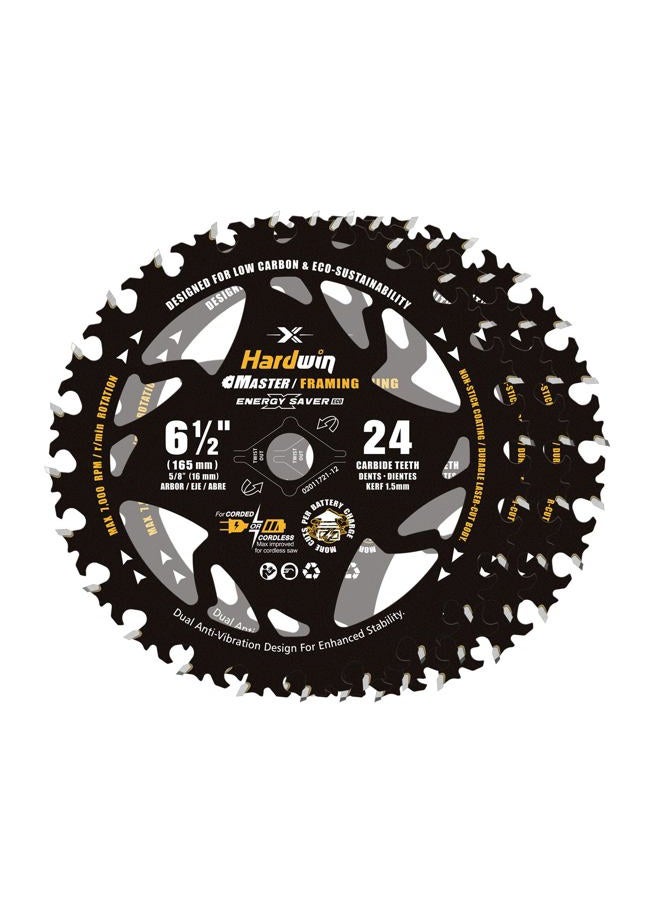 Hardwin 6.5-Inch 24-Teeth Circular Saw Blade for Wood Cutting | Carbide-Tipped, Energy-Saving, Dual Dovetail Tooth Design, Low Friction, Smooth, Longer Battery Working time - Image 1