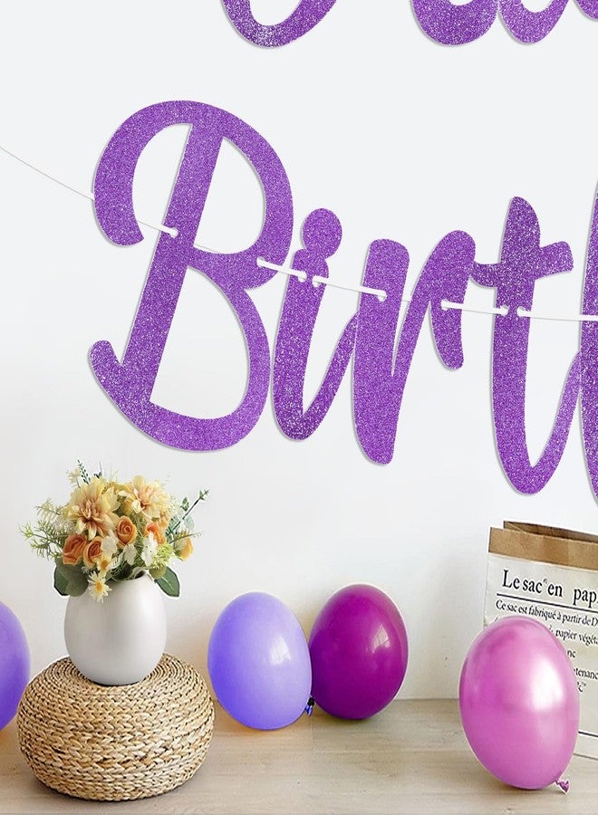 Danadia Pre-Strung Happy Birthday Banner, NO DIY Birthday Decorations with Circle Dot Garland and Butterflies, Happy Birthday Party Decorations for Women Girls (Purple) - Image 5