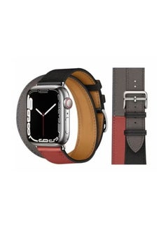Double Tour Leather Replacement Band For Apple Watch 45/44/42mm