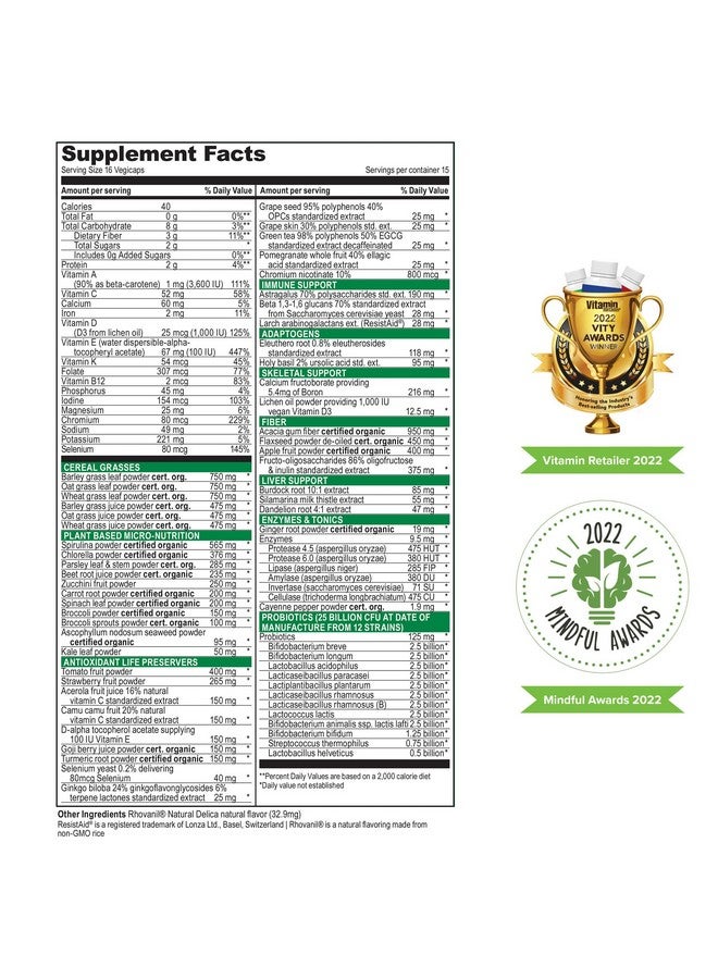 Vibrant Health, Green Vibrance, Vegan Superfood Pills, 240 Count (Pack of 1) - Image 2