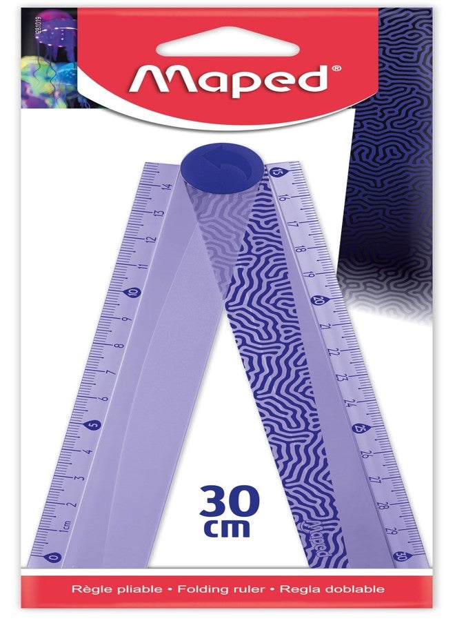 Maped Deepsea Paradise Foldable Ruler 30cm|2 in 1 Scale for Kids|Non-Toxic & Safe for Childrens|Decorated & Lightweight Scale for Childrens| Ideal for School & Office Use| Easily stored in pencil case - Image 1