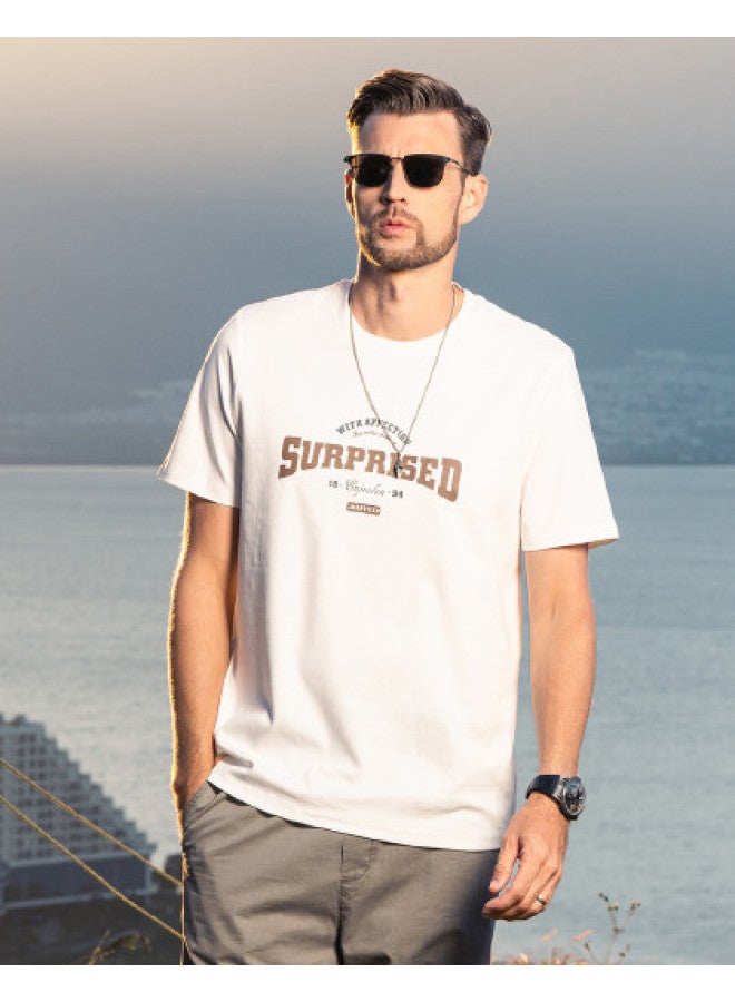 Smooth & Cooling】men's Ice Silk Cotton Short Sleeve T-shirt - 2025 Summer Letter Print Tee For Young Men - Image 1