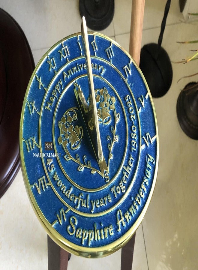 نوتيكال مارت ساعة شمسية من الياقوت الأزرق، هدية مثالية للذكرى السنوية الخامسة والأربعين للزواج من نوتيكال مارت، للوالدين، الأجداد، الأصدقاء، الزوج أو الزوجة، الأزواج، هدية زواج فريدة له ولها 2025 (الذكرى السنوية الخامسة والأربعين). - Image 2
