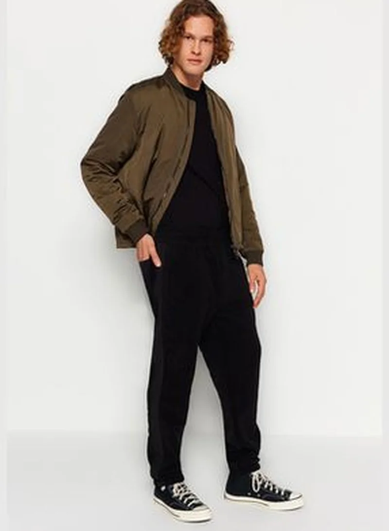 trendyol Black Men's Regular/Nomal Fit Keeping You Warm Thick Fleece Elastic Legs Concealed Cord Sweatpants.