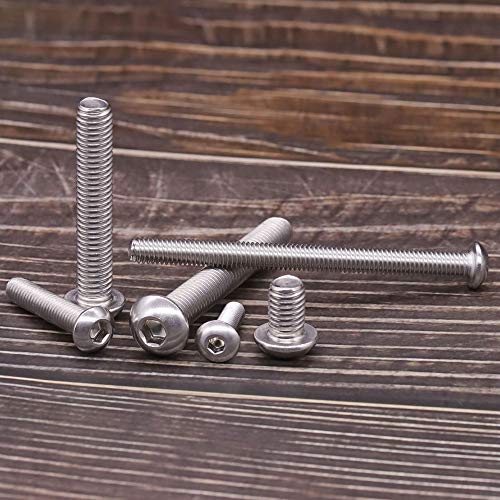 EASTLO M3-0.5 x 8mm Button Head Socket Cap Screws 304 Stainless Steel 18-8 Hex Socket Cap Screws, Allen Hex Drive, Full Thread, Coarse Thread UNC, 100 PCS - Image 3