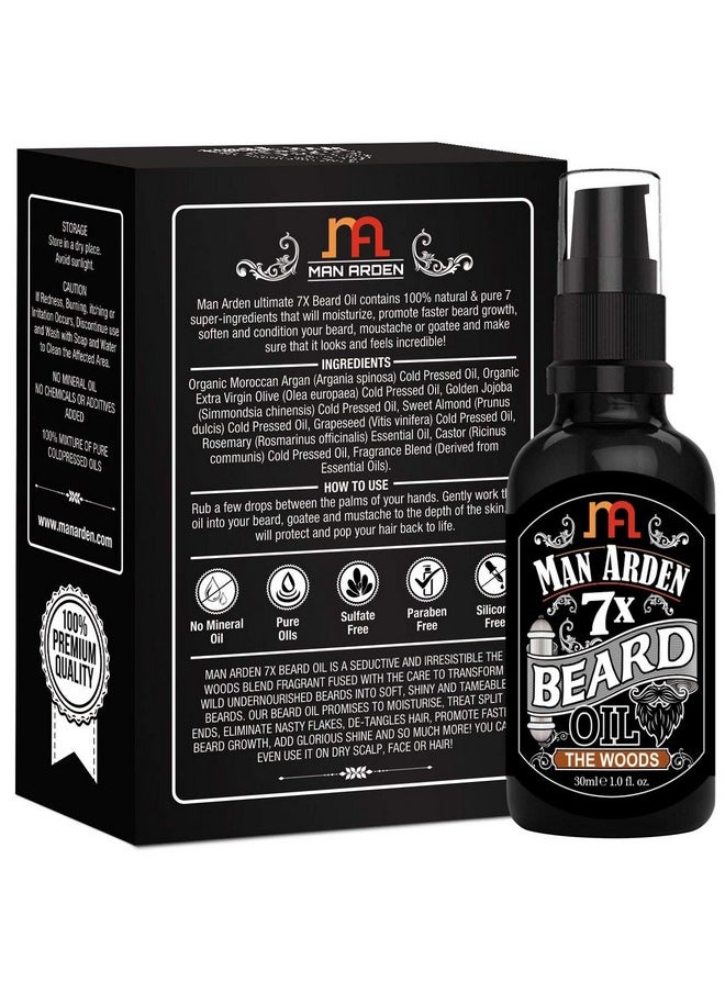 Man Arden - Man Arden 7X Beard Oil (The Woods) - 7 Premium Oils Blend Supports Beard Growth & Nourishment 30ml - Image 1