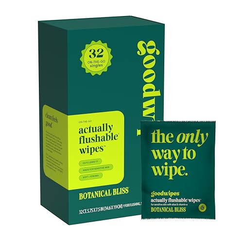 goodwipes Flushable Wipes for Women - Botanical Bliss Individually Wrapped Travel Butt Wipes To Go, Mini Purse & Festival Essentials for Adults, pH Balanced for Feminine Hygiene, 32 Count (1 Pack) - Image 1