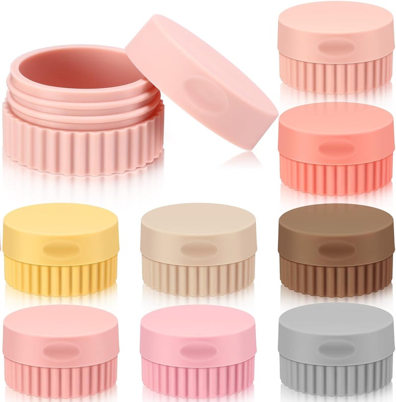 Maxcheck Maxcheck 8 Pcs Small Silicone Cream Jars with Lids 0.7 Oz/ 20 ml Travel Containers for Toiletries Mini Cosmetic Jars Refillable Travel Moisturizer Container for Makeup Face Body Hand Cream 
