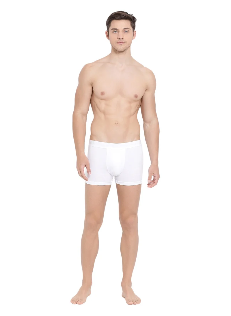 BYC MEN'S COTTON BOXER BRIEF TRUNKS (PACK OF 3) - WHITE
