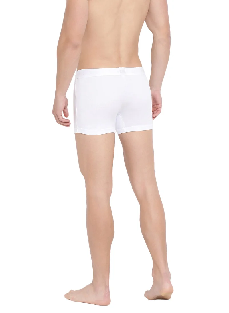 BYC MEN'S COTTON BOXER BRIEF TRUNKS (PACK OF 3) - WHITE
