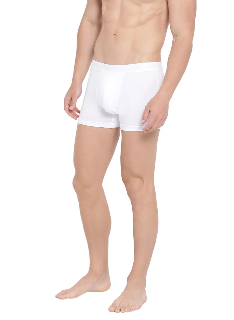 BYC MEN'S COTTON BOXER BRIEF TRUNKS (PACK OF 3) - WHITE