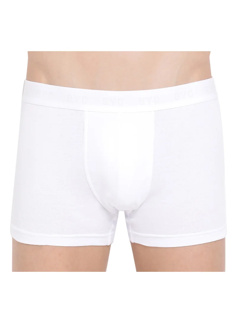 BYC MEN'S COTTON BOXER BRIEF TRUNKS (PACK OF 3) - WHITE