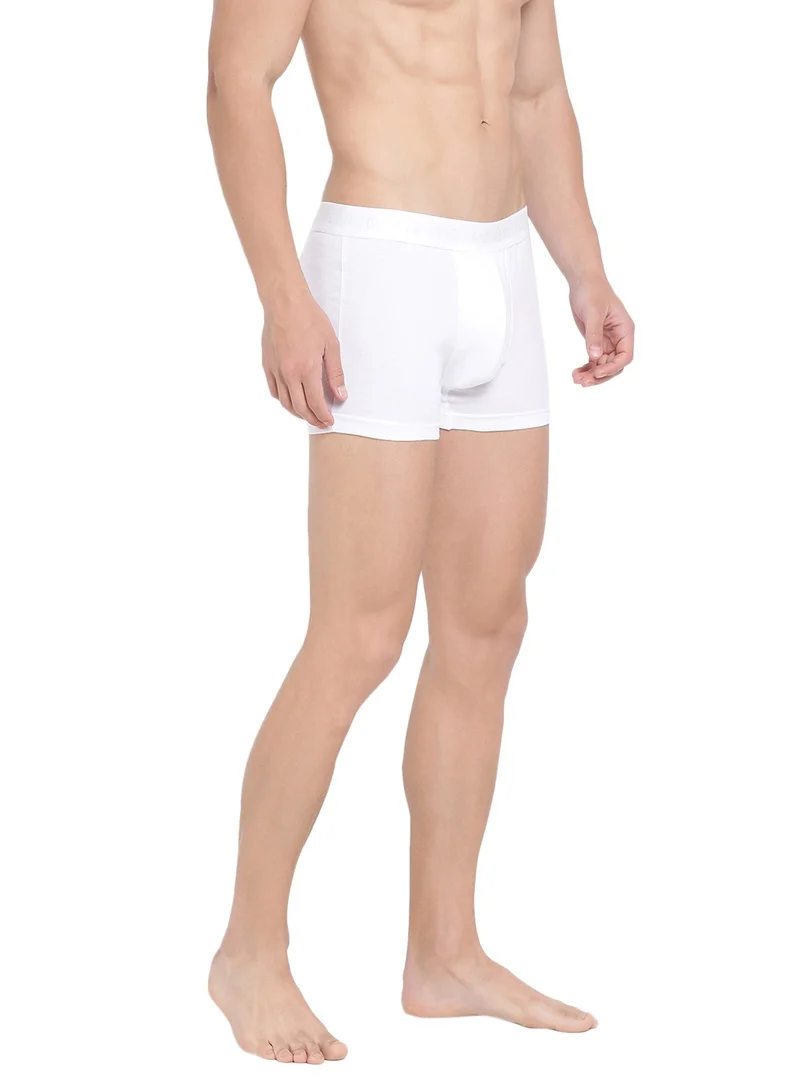 BYC MEN'S COTTON BOXER BRIEF TRUNKS (PACK OF 3) - WHITE