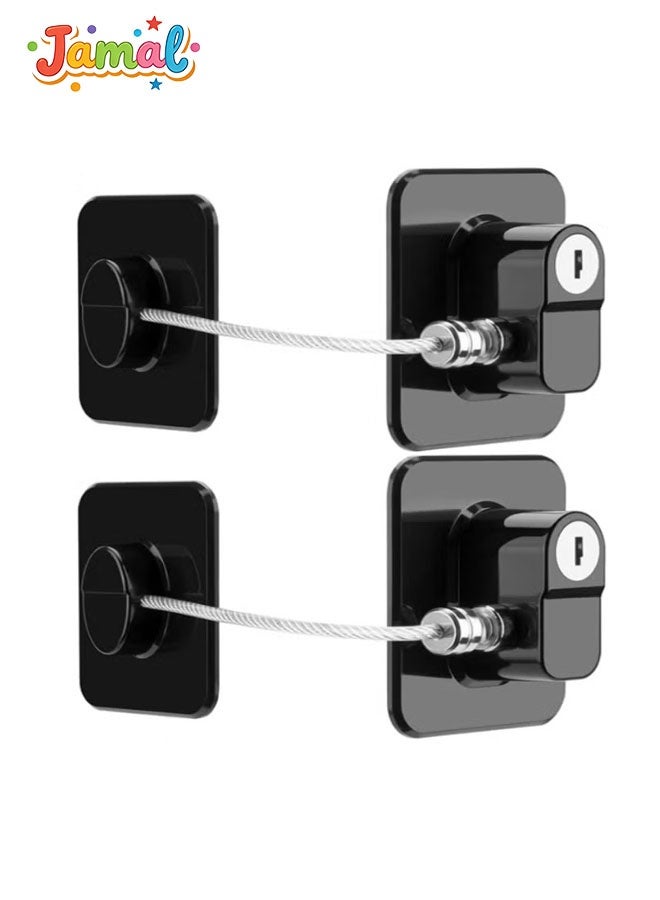 Jamal Fridge Lock,2 Pack Refrigerator Locks with Keys,Freezer Lock and Child Safety Cabinet Lock,Black Fridge Lock - Image 1