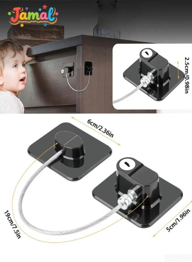 Jamal Fridge Lock,2 Pack Refrigerator Locks with Keys,Freezer Lock and Child Safety Cabinet Lock,Black Fridge Lock - Image 2