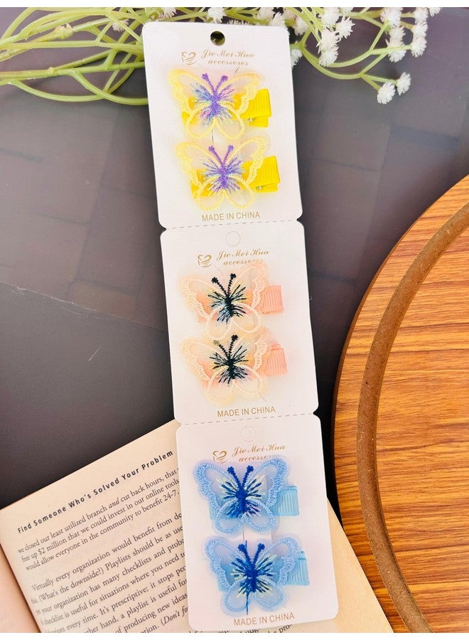 Radhya Accessories 6 Pcs Butterfly Hair Clips for Girls Baby Girls Toddlers 3 Pairs Fabric Butterfly Hairpins Hair Accessories for Girls Cute Hair Clips (Set 3) - Image 5