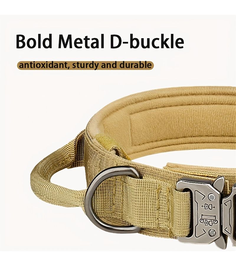 Black XL Tactical Dog Collar with Heavy Duty Metal Buckle and Leash for Medium Large Dogs - Image 3