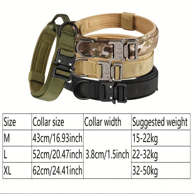 Black XL Tactical Dog Collar with Heavy Duty Metal Buckle and Leash for Medium Large Dogs - Image 2