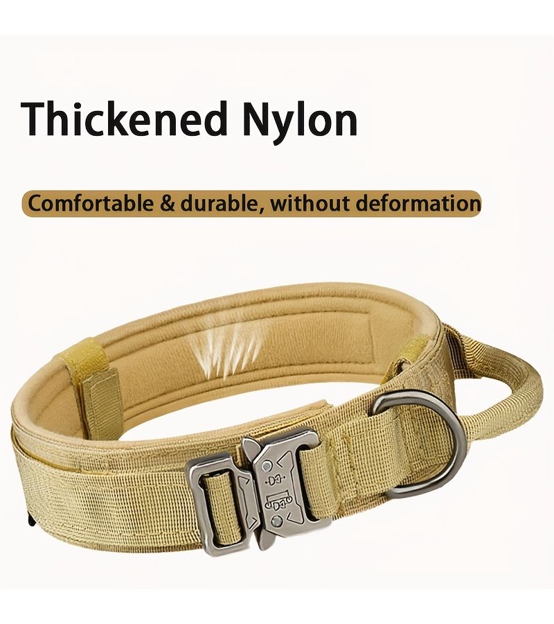 Black XL Tactical Dog Collar with Heavy Duty Metal Buckle and Leash for Medium Large Dogs - Image 4