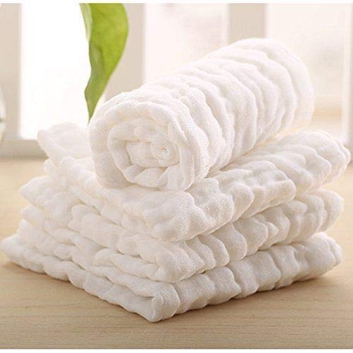 KASSY POP CURATED JUST FOR YOU Baby Muslin Washcloth Cotton Baby Wipes Cum Face Towel, 5 Pack 10x10 inches - White - Image 1