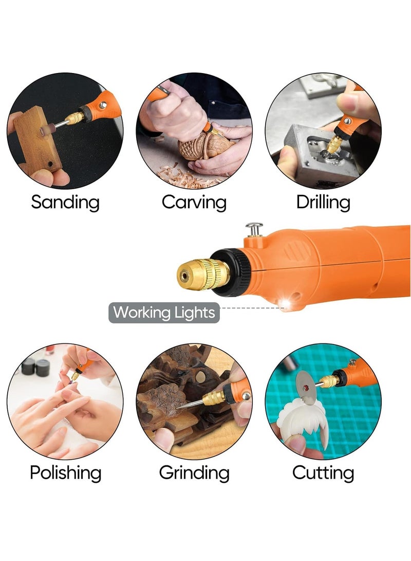 Zikra Rotary Tool Kit, Cordless 5-Speed Variable and USB Charging Cable Mini Power Rotary Tools, 3.7V with 45pcs Accessories for Cutting, Drilling, Sanding, Engraving, Polishing & DIY Crafts Orange - Image 3
