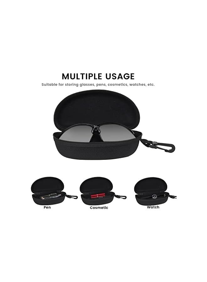 PROMASS 3 Pieces Portable Hard Shell Sunglasses Case, Zipper Eyewear Eyeglasses Case with Hook for Women Men Travel Sports  - Image 2