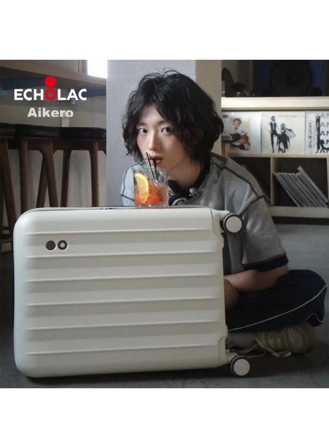 إيكولاك Echolac Universal Wheel Suitcase، أمتعة السفر، قفل بكلمة مرور، مقاوم للخدش، قابل للتمديد، حقيبة تسجيل الوصول، Pc232، أبيض، 24 بوصة - Image 4