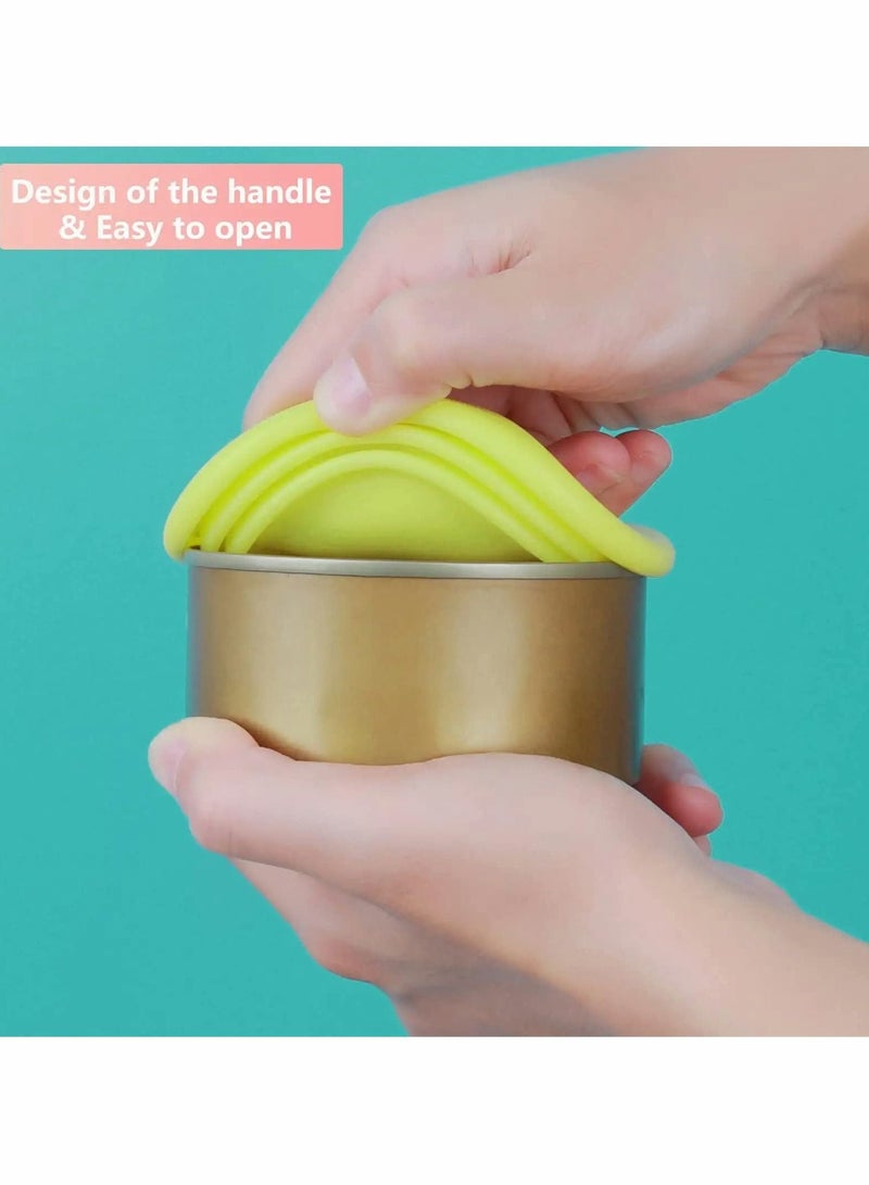 NIBEMINENT Dog Cat Can Covers and Spoons Set, Cute Shaped Lids with Right Angle Universal 1 Fit 3 Size Pet Food Tops,Green Pink, 2 Pack - Image 3