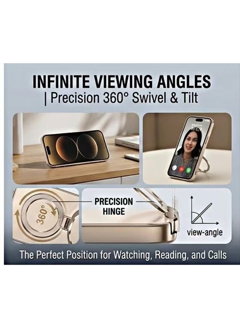 Captaintech iPhone 17 Pro MagSafe Case – Elegant silvery Cover with 360° Rotatable Hinge Stand, Full Camera Protection - Image 2