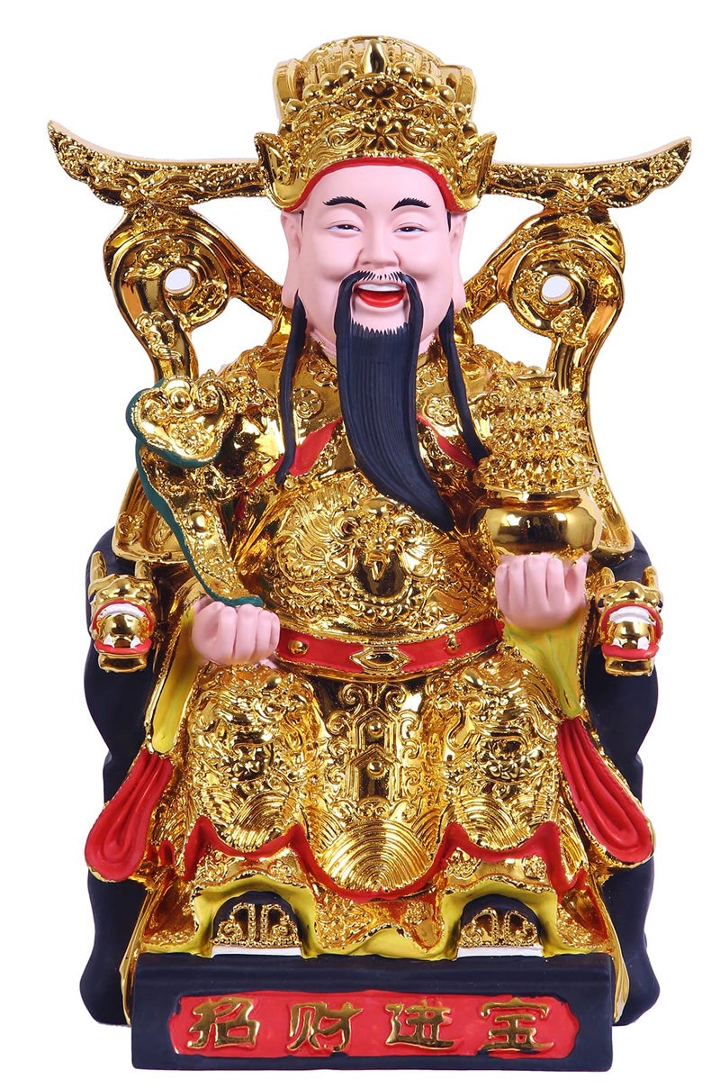 ART PARK CAI Shen Statue  Caishen  Wencaishen  God of Fortune  God of Wealth  Zhao CAI  Feng Shui Decor  Feng Shui Gift  Chinese New Year Gift (Gold 12 Inches) - Image 1