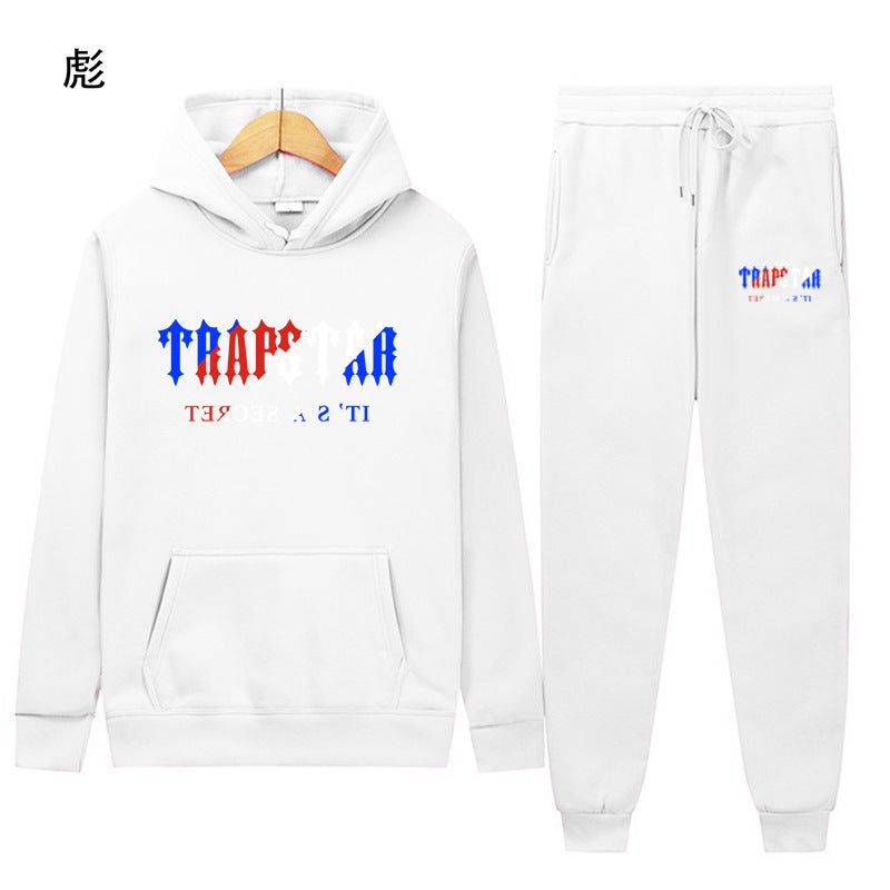 Trapstar Letter Print Men'S And Women'S Multi-Color Warm Two-Piece Loose Hoodie + Pants Jogging Suit - Image 3
