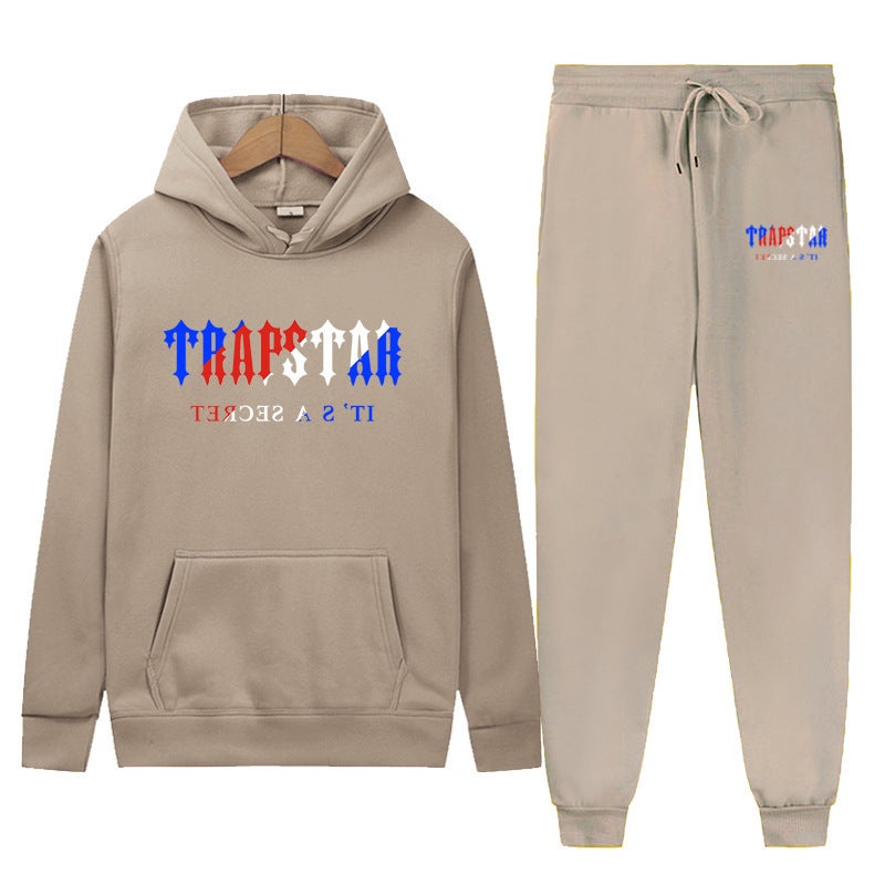 Trapstar Letter Print Men'S And Women'S Multi-Color Warm Two-Piece Loose Hoodie + Pants Jogging Suit - Image 4