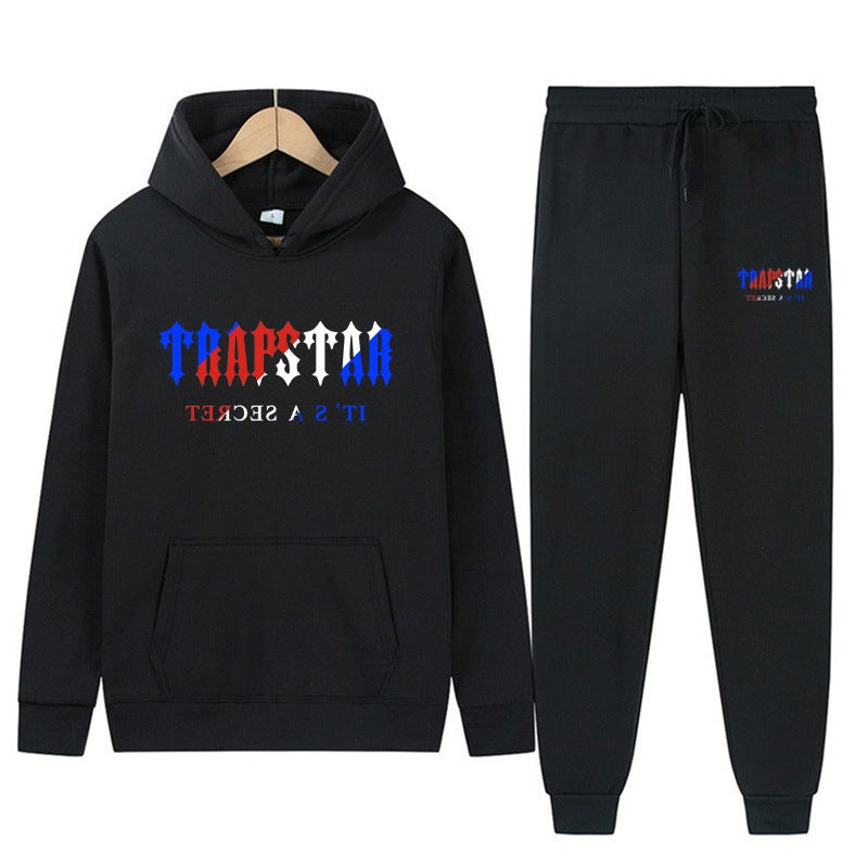 Trapstar Letter Print Men'S And Women'S Multi-Color Warm Two-Piece Loose Hoodie + Pants Jogging Suit - Image 2