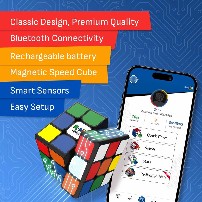 GoCube The Original Rubik’s Connected, Go from Beginner to Pro in No Time. 3x3 Smart Magnetic Intelligent Speed Cube. User Friendly App & Online Battles. Rechargeable Battery. STEM Puzzle. Fits All Ages - Image 4