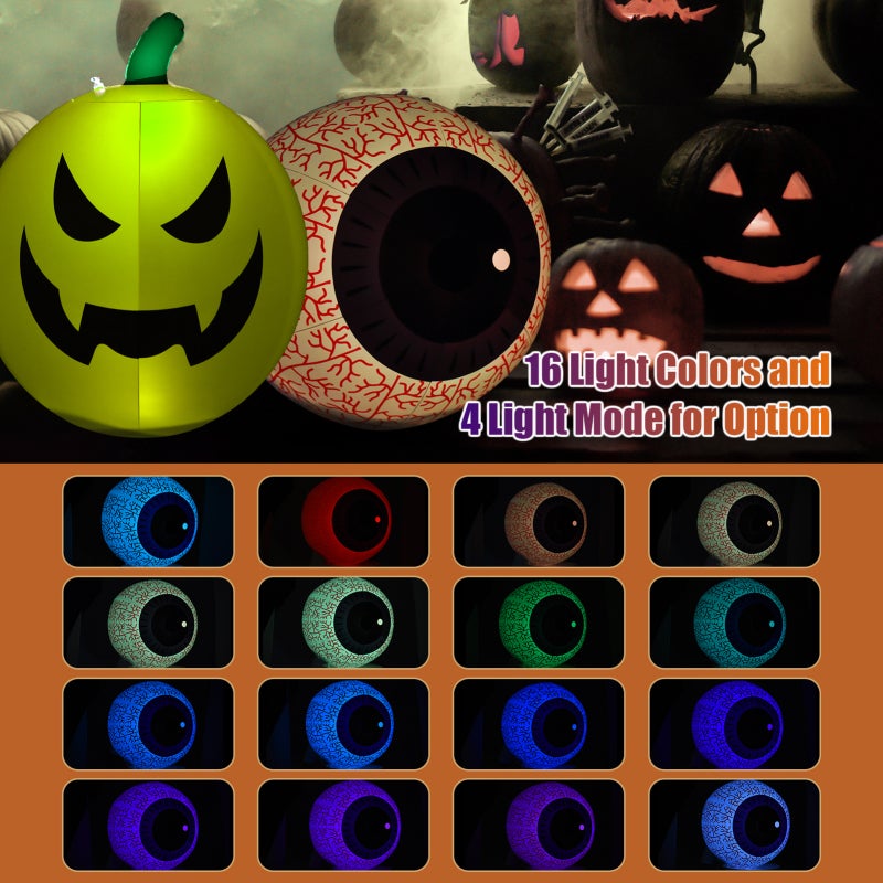 Halloween Inflatables Pumpkin Ball - Orange Thicken PVC - 16 Static Colors 4 Dynamic Modes Remote Control RGB LED Light for Halloween Parties Haunted Houses - Image 2