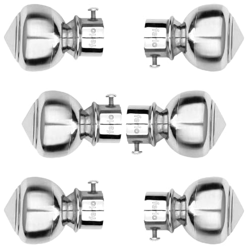 FERIO Stainless Steel Curtain Bracket Parda Holder for Door and Window Accessories Fitting for Bedroom and Kitchen for 1 Inch Rod Pocket Size Only Finals Set (Pack of 6) - Image 1