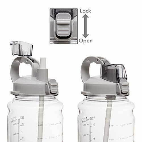Delzon Water Bottle 50 oz 15L Black Reusable Leakproof and Durable Plastic Drinking Bottle with ML Marketing Suitable for Hot and Cold DrinksGrey Color - Image 2