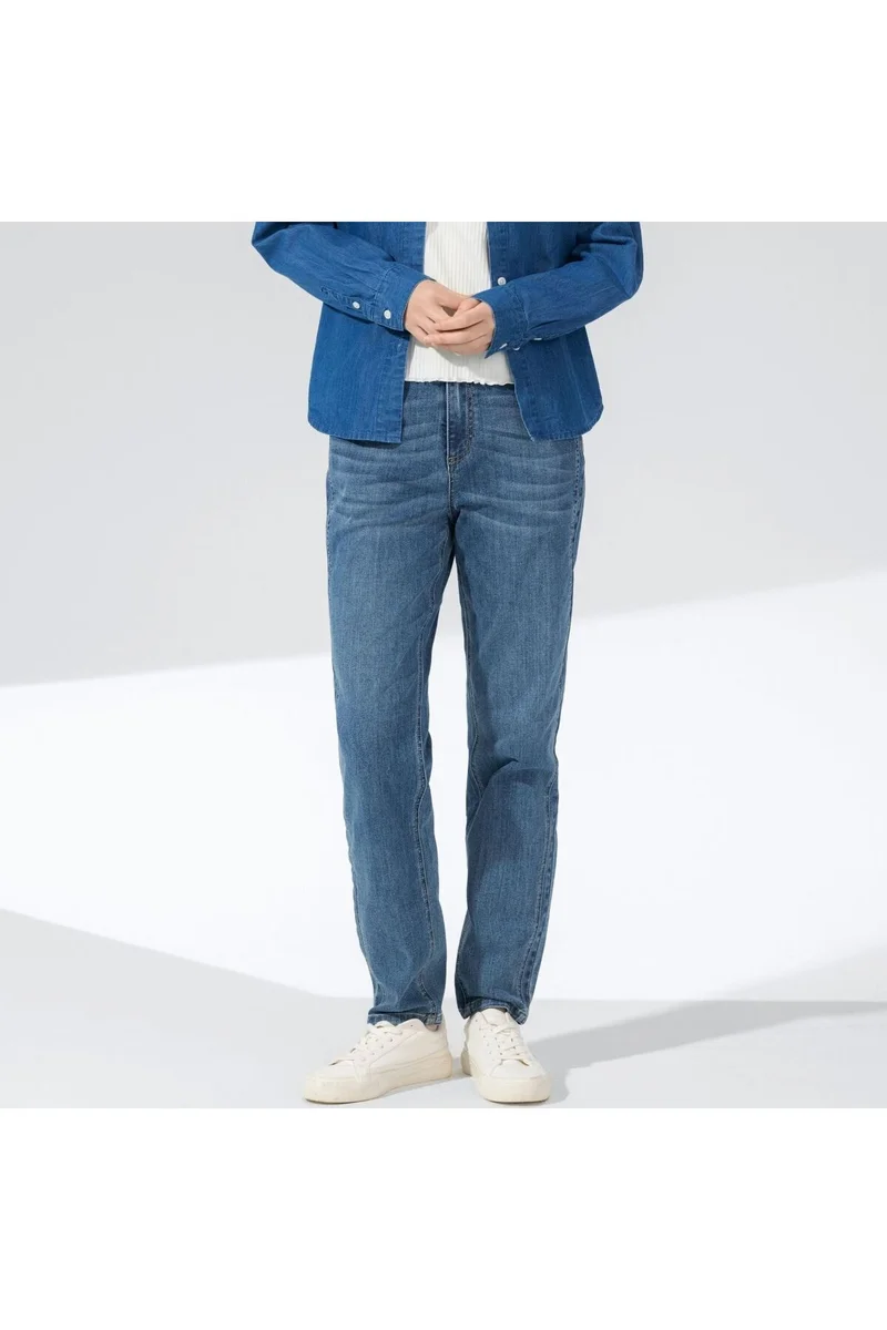 جيوردانو جينز نسائي أزرق بخصر عالٍ مطاطي