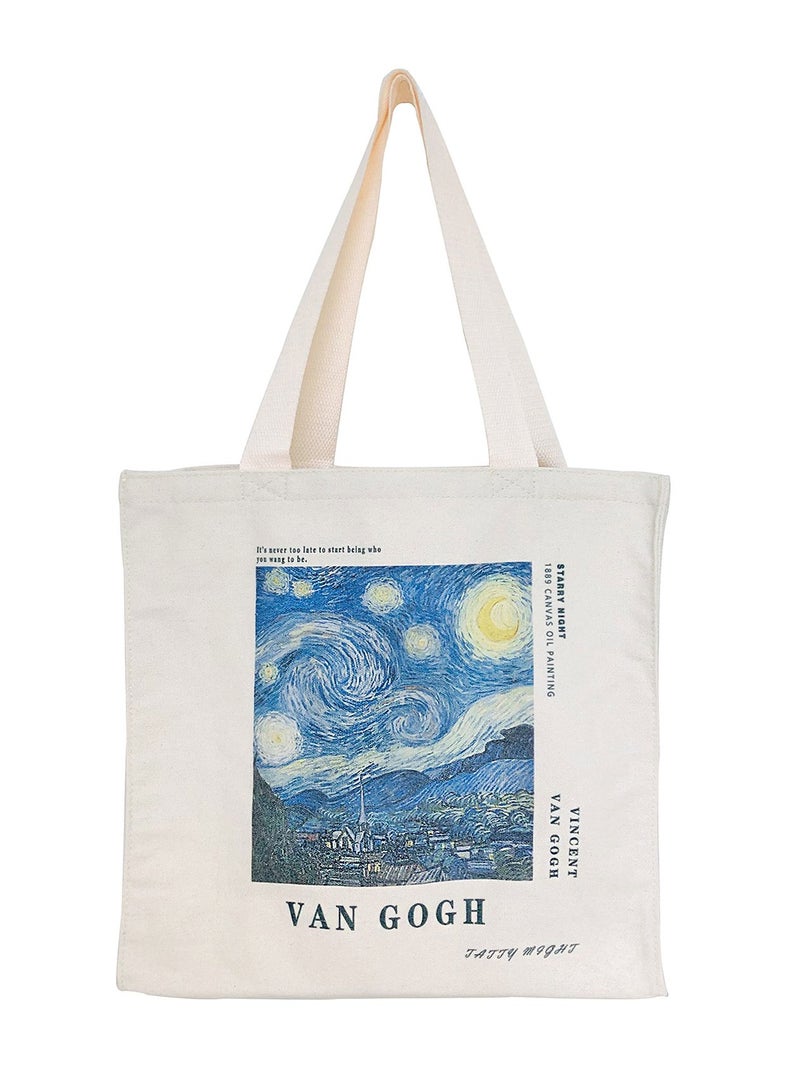 Stylish Canvas Tote Bag with Metal Zipper - Perfect for Women’s Shopping, School, and Library Use - Image 1