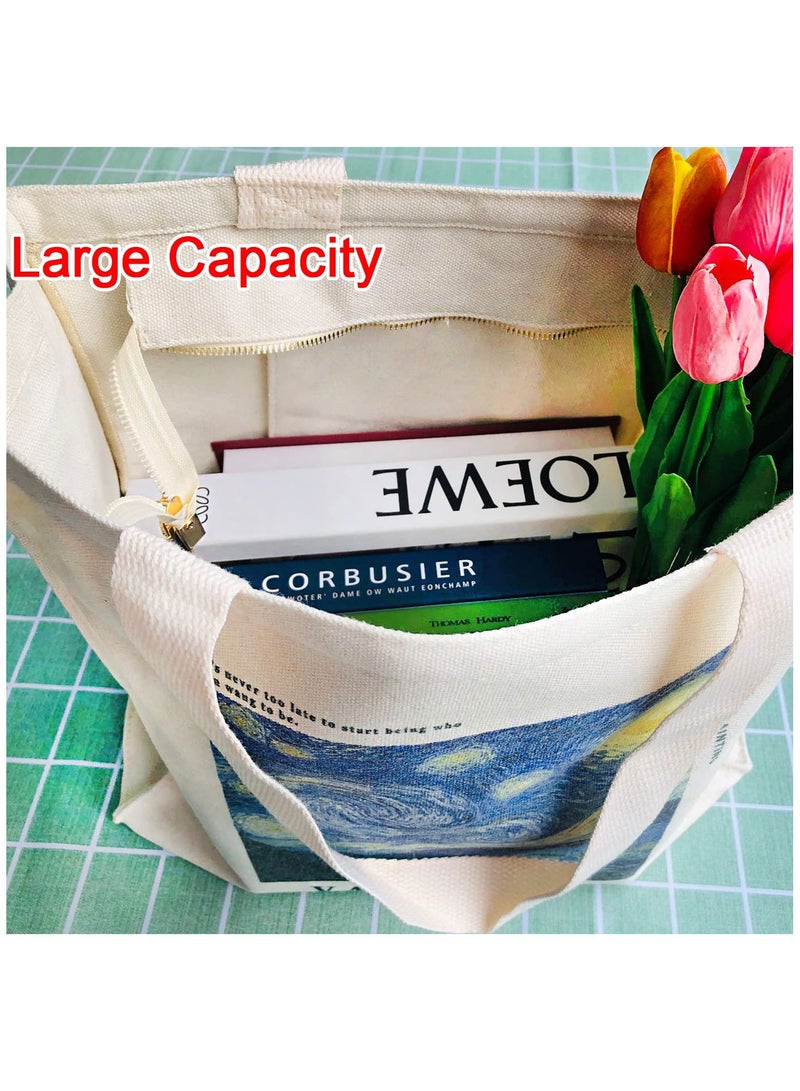 Stylish Canvas Tote Bag with Metal Zipper - Perfect for Women’s Shopping, School, and Library Use - Image 5