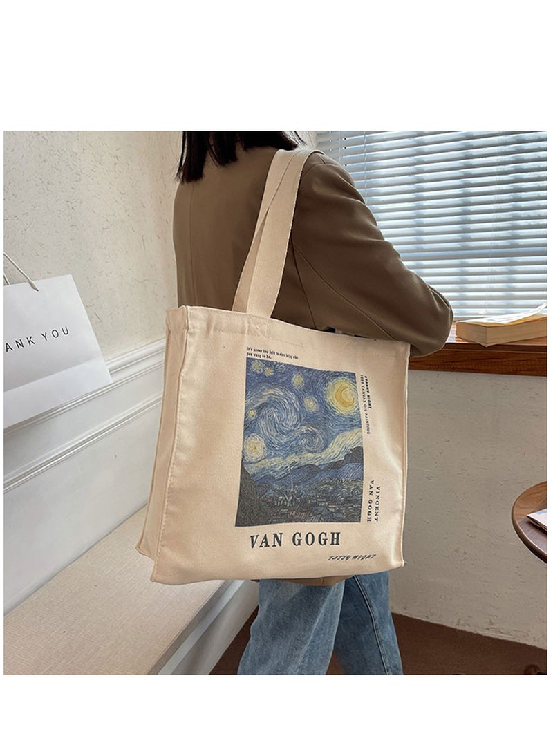 Stylish Canvas Tote Bag with Metal Zipper - Perfect for Women’s Shopping, School, and Library Use - Image 3