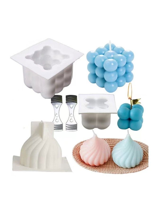 6 Pack Silicone Candle Molds Set, 3D DIY Handmade Soap Moulds, Soy Wax Aromatherapy Plaster Moulds, Yarn Ball Bubble Candle Making Molds, 3D Rose Silicone Mold, Cake Ornament Mould, Candle Making Kits for DIY Crafts Making Handicrafts Candle Decorations - Image 2