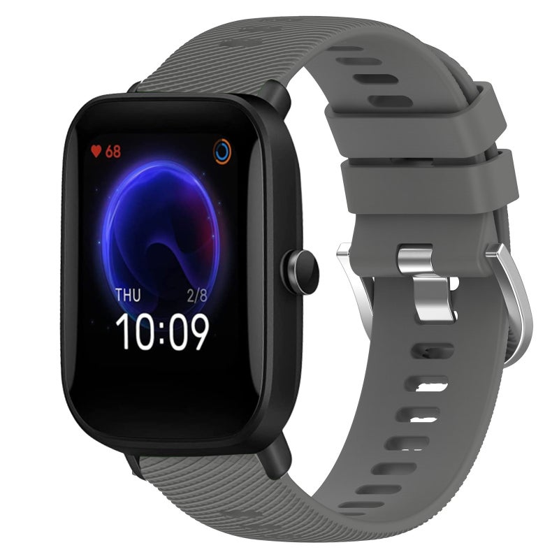 سوار ساعة Amazfit Pop Pro مقاس 20 مم من السيليكون الناعم بلون سادة (رمادي غامق) - Image 1