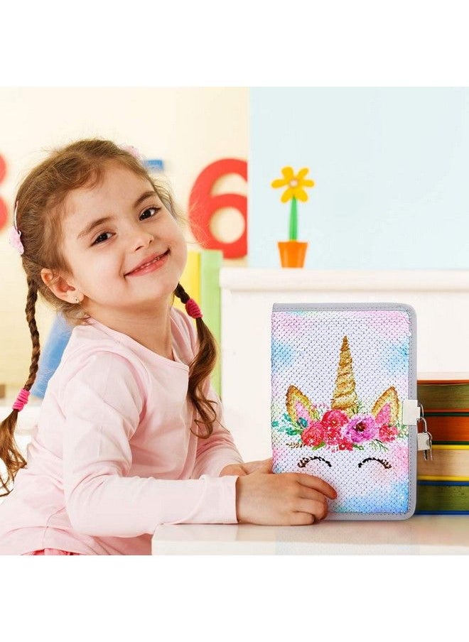 MHJY - Unicorn Notebook Sequin Secret Diary With Lockreversible Mermaid Sequin Notebook Private Journal Magic Travel Journal Unicorn Notebook For Adults And Kids - Image 1